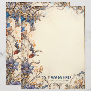 Create Your Own Romantic Midsummer Garden Floral Custom Letterhead