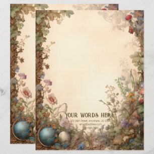 Create Your Own Romantic Secret Garden Floral Custom Letterhead