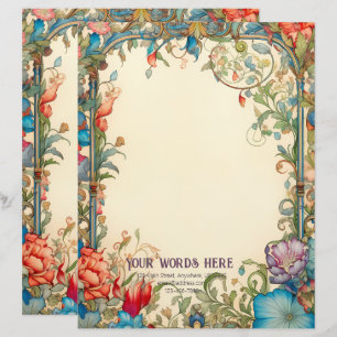 Create Your Own Romantic Summer Garden Floral Custom Letterhead