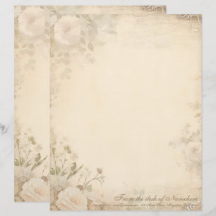 Create Your Own Romantic Vintage Roses Floral Custom Letterhead