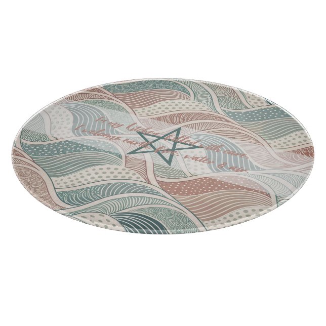 Create Your Own Rose Pink Green Waves Cutting Board (Corner)