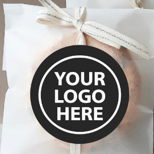 Create Your Own Round Black Business Logo Promo Classic Round Sticker