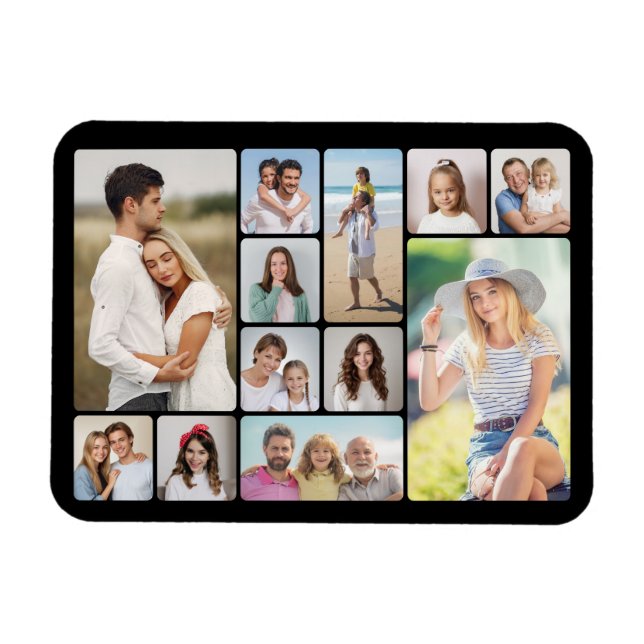 Create Your Own Round Corners 12 Photo Collage  Magnet (Horizontal)