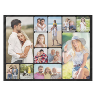 Create Your Own Round Corners 12 Photo Collage Tablecloth