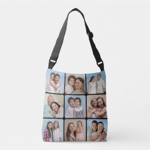 Create Your Own Round Corners 9 Photo Collage Crossbody Bag