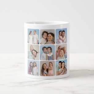 Create Your Own Round Corners 9 Photo Collage Large Coffee Mug