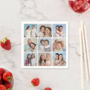 Create Your Own Round Corners 9 Photo Collage Napkin