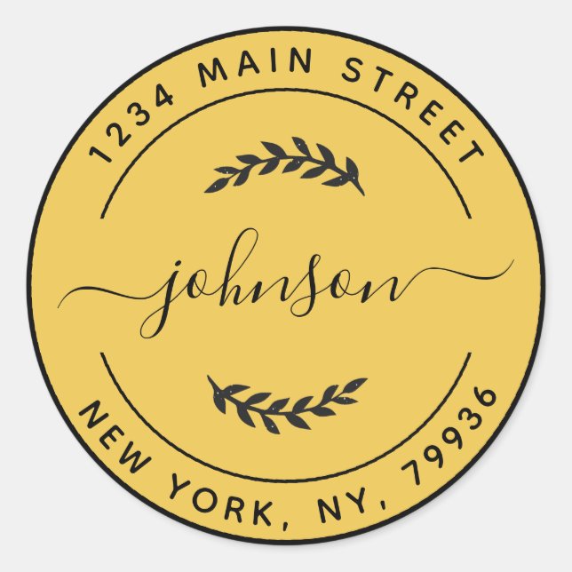 Create Your Own Round Gold and Black Sticker (Front)