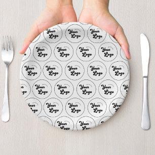 Create Your Own Round Logo Pattern Business Party Paper Plate