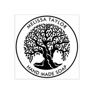 Create Your Own Round Olive Tree Rubber Stamp