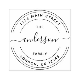 Create Your Own Round Return Address Family Name Rubber Stamp