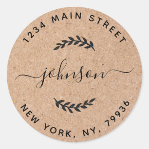 Create Your Own Round Return Address Kraft Classic Round Sticker