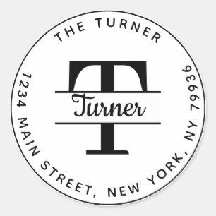 Create Your Own Round Return Address Monogram Classic Round Sticker
