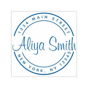 Create Your Own Round Script Return Address Self-inking Stamp