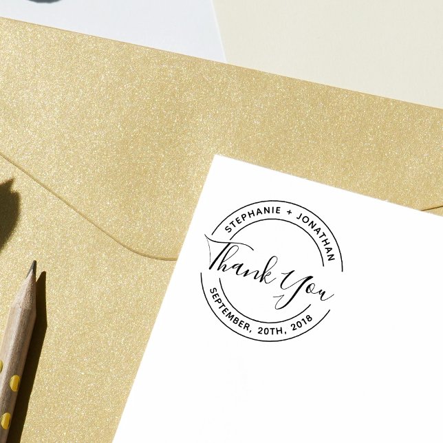Create Your Own Round Wedding Thank You Rubber Stamp (Creator Uploaded)