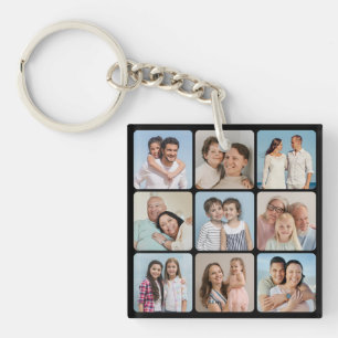 Create Your Own Rounded Corners 9 Photo Collage Key Ring