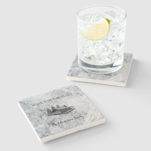 Create your own rustic family mountain lodge image stone coaster