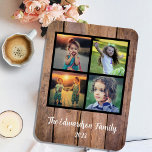 Create your own rustic family photo collage magnet<br><div class="desc">Photo magnet with custom Family photo collage on rustic wood pattern background
Add your own personal photos to personalise the magnet and and your own text.
If you need help please contact me.</div>