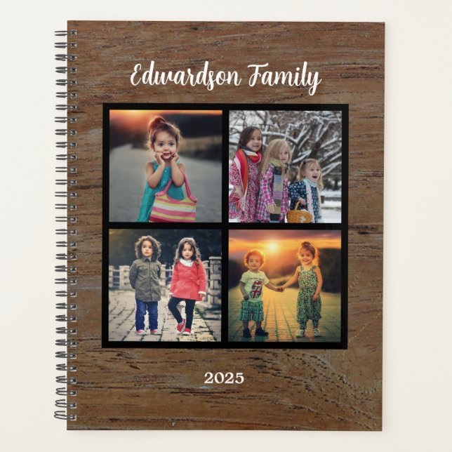 Create your own rustic family photo collage planner (Front)