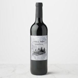 Create your own rustic mountain lodge Wedding Wine Label