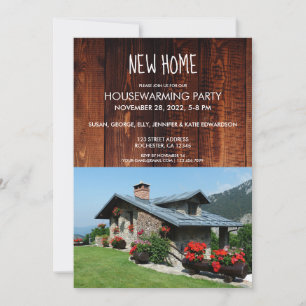 Create your own rustic New Home housewarming photo Invitation