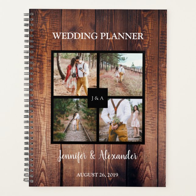 Create your own rustic photo collage wedding planner (Front)