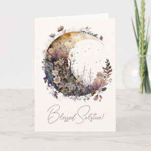 Create Your Own Rustic Sunset Floral Crescent Moon Holiday Card