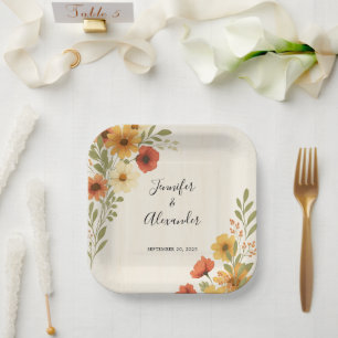 Create your own rustic watercolor floral wedding paper plate
