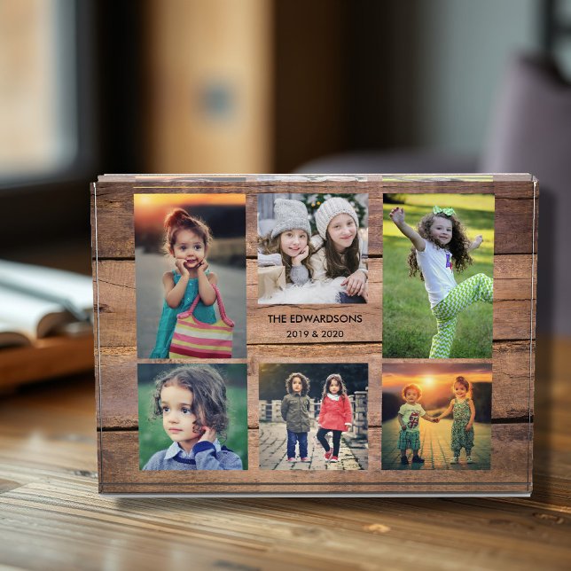 Create your own rustic wood family photo collage block (Rustic wood family photo collage photo block. Personal photo block to show your beautiful memories.
)