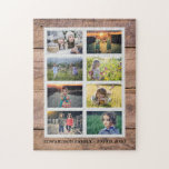 Create your own rustic wood family photo collage jigsaw puzzle<br><div class="desc">Make your own most beautiful family photo collage puzzle.
Family name,  custom photo collage jigsaw puzzle
You can personalize it and add your most beautiful photos. Great fun !</div>
