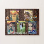 Create your own rustic wood family photo collage jigsaw puzzle<br><div class="desc">Make your own most beautiful family photo collage puzzle.
Family name,  custom photo collage jigsaw puzzle
You can personalise it and add your most beautiful photos. Great fun !</div>