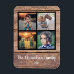 Create your own rustic wood family photo collage magnet<br><div class="desc">Photo magnet with custom Family photo collage on rustic barn wood background
Add your own personal photos to personalize the magnet and and your own text.
If you need help please contact me.</div>