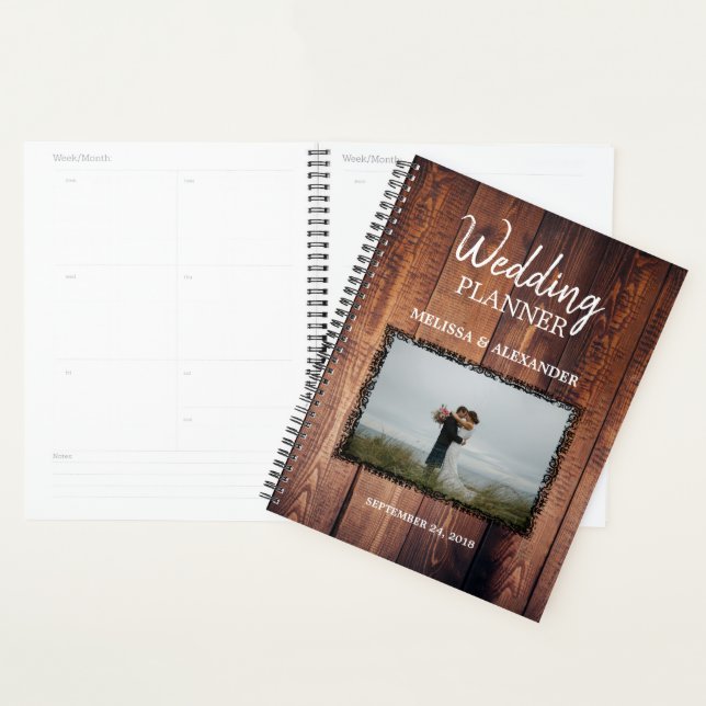 Create your own rustic wood photo Wedding planner (Display)