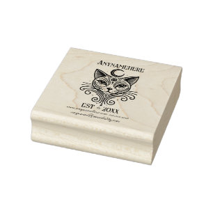 Create Your Own Sacred Crescent Moon Cat Rubber Stamp