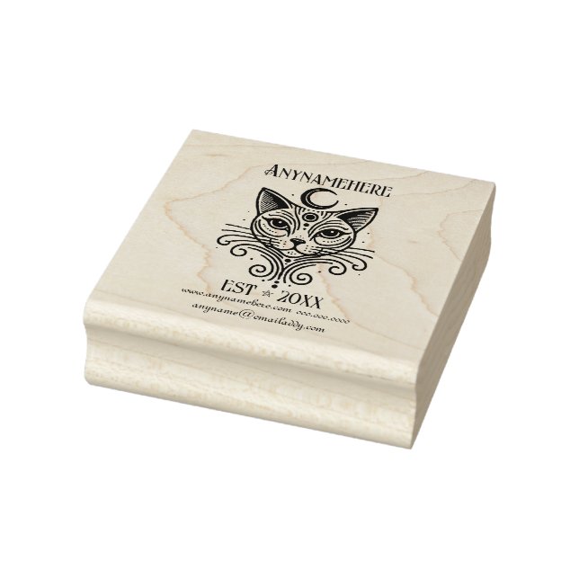 Create Your Own Sacred Crescent Moon Cat Rubber Stamp (Stamp)