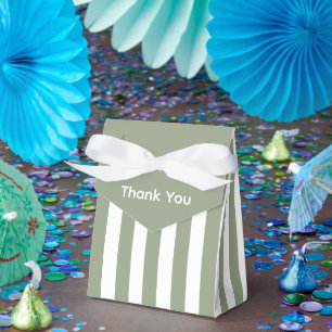 Create Your Own Sage Green White Striped Pattern Favour Box