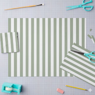 Create Your Own Sage Green White Striped Pattern Tissue Paper