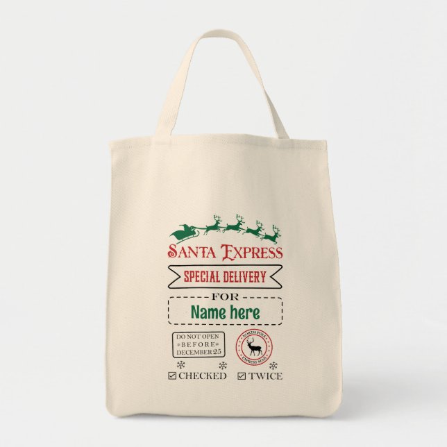 Create Your Own Santa Express Delivery Gift Sack Tote Bag (Front)