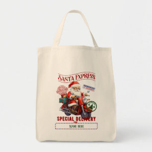 Create Your Own Santa Scooter Gift Sack Tote Bag
