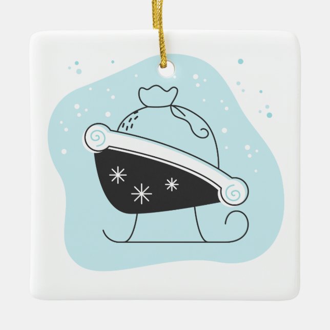 Create Your Own Santa's Sleigh Bag Christmas Ceramic Ornament (Front)