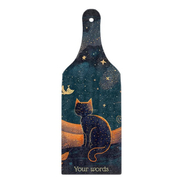 Create Your Own Scenic Mystical Black Cat Cutting Board (Front)
