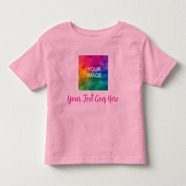 Create Your Own Script Text Name Pink Upload Image Toddler T-Shirt (Front)