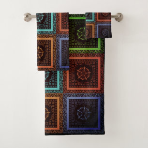 Create Your Own Seamless Pattern. Chequered Repeat Bath Towel Set