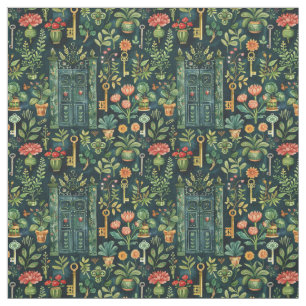 Create Your Own Secret Garden Keys Doors Green Fabric