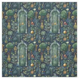 Create Your Own Secret Summer Garden Doors Blue Fabric