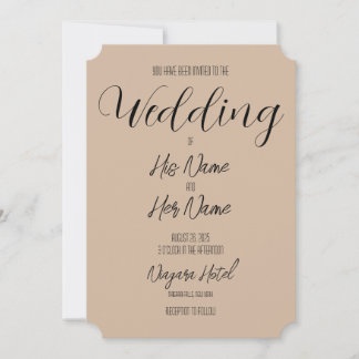 Create Your Own Sepia Beige Wedding Invitation