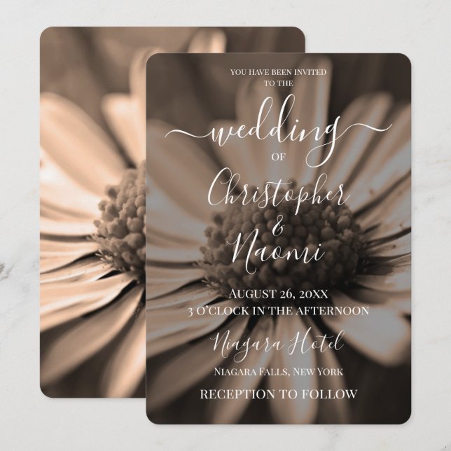 Create Your Own Sepia Flower Closeup Wedding Invitation (Front/Back)