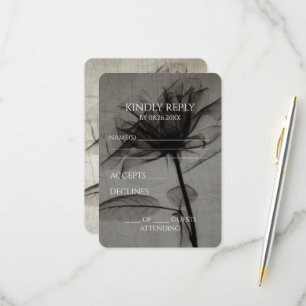 Create Your Own Sepia Vintage X-Ray Flower Closeup RSVP Card
