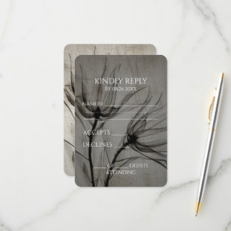Create Your Own Sepia X-Ray Vintage Flowers RSVP Card