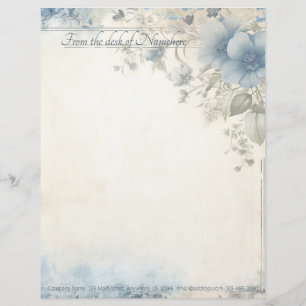 Create Your Own Shabby Chic Blue Flower Vines Custom Letterhead